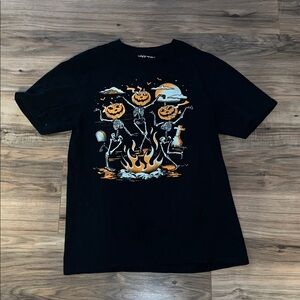 Black Halloween Skeleton T-Shirt